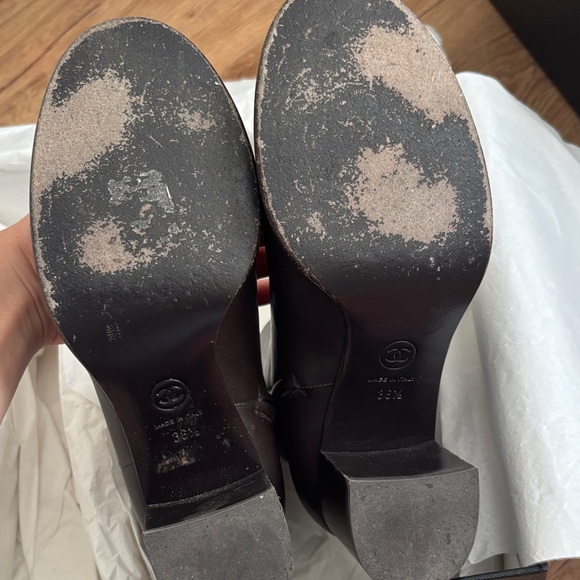 Chanel Brown Leather Ankle Boots - Picture 3 of 6